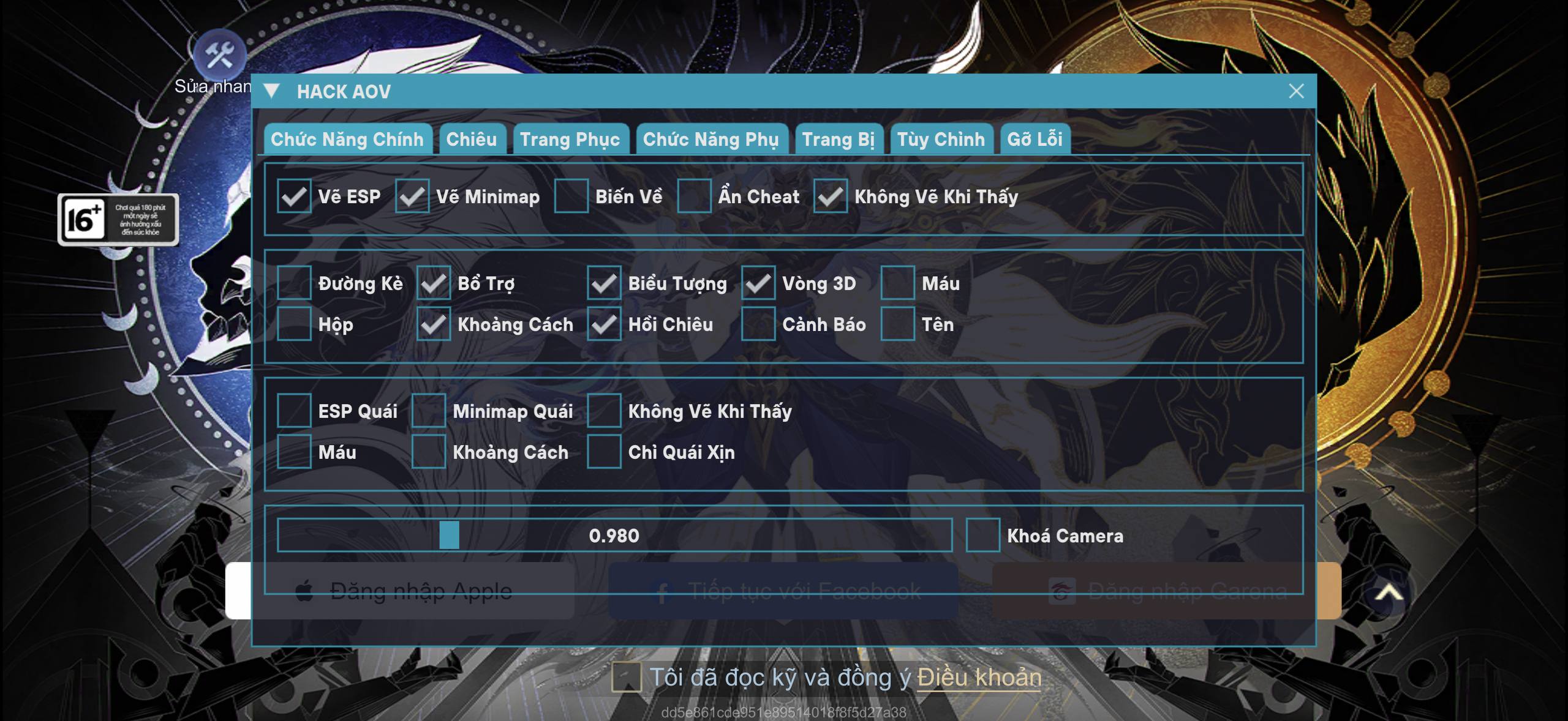 MENU HACK AOV VIP